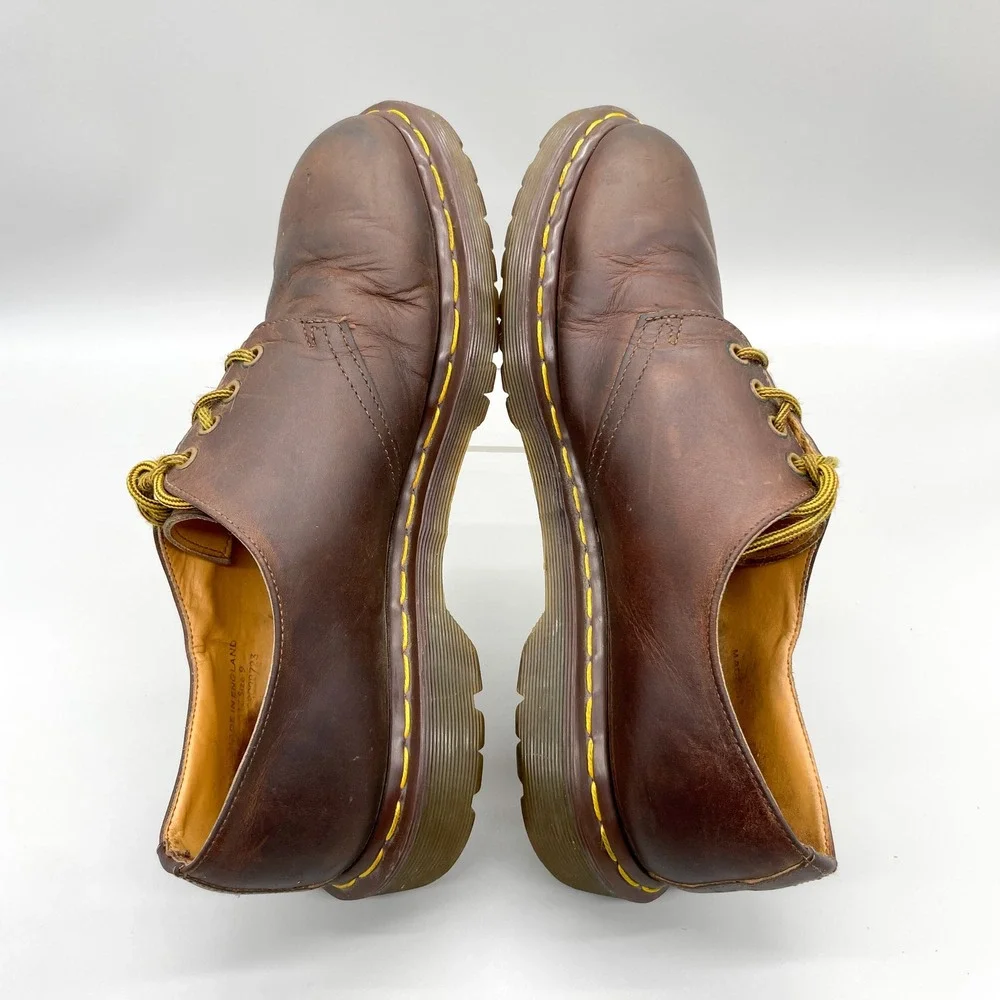 VTG Dr Martens Mens 9 10 Brown Leather Oxford Shoes MIE 90s Y2K Preppy Grunge